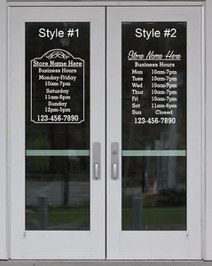 13" x 18" Custom Business Hours Vinyl Decal Sticker Store Hours Phone Number - Picture 1 of 1