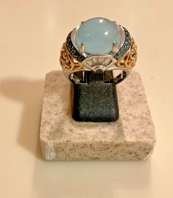 Anillo Victoria Wieck Cabujón Esterlina Aguamarina, Diamante Azul, Topacio Talla 6.75 Foto 1 de 4