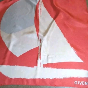  Vintage Givenchy Summer Ivory Red Scarve 1960s Silk Square  - Picture 1 of 5