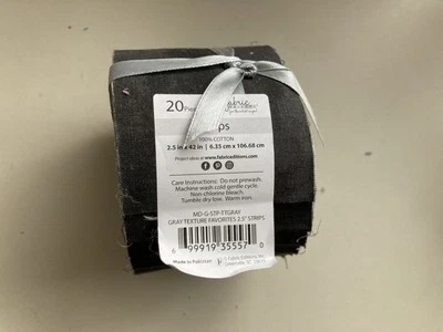 Black & Grey Texture Quilting Fabric Jelly Roll 2.5" Strips, 20 pcs - Image 1 of 4