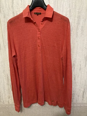 Polo Loro Piana Coral Rojo Lino Manga Larga Talla Para Mujer - L Foto 1 de 4
