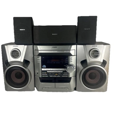 Sony MHC-BX6AV Mini Hifi Stereo 3 CD Changer 2 Tape Deck AM/FM 5 Speakers NICE! - Image 1 of 4