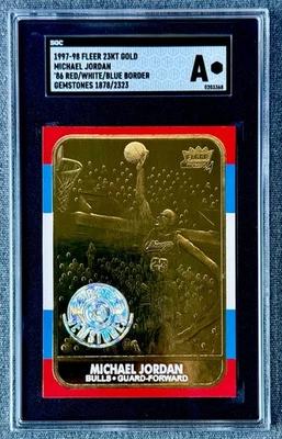 1997 - 98 Fleer 23KT 金迈克尔·乔丹 RC 图像 #1878/2323 宝石 RWB SGC A — 第 1/2 张图片
