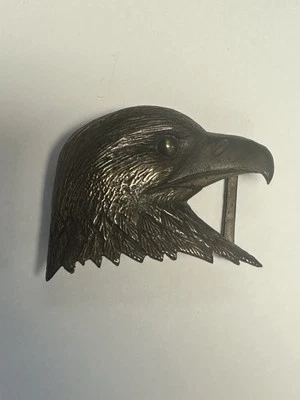 Vintage Rare Hand Made Brass Eagle Head Bikers Belt Buckle - Image 1 of 2