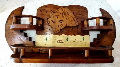 Винтажная деревянная полка-полумесяц с волчьей полкой лестница ручной работы народное искусство декор - Изображение 1 из 4