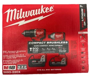 NEW Milwaukee Tool 3693-22Cx M18 Compact Brushless 2-Tool Kit - Picture 1 of 1