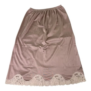 Vintage Vanity Fair sexy nero caldo tortora pizzo orlo nylon mezzo slip piccolo vintage USA - Foto 1 di 7