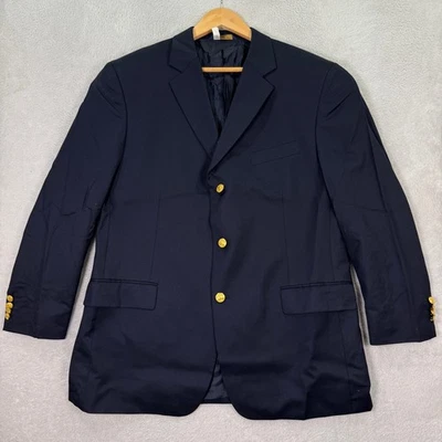 VTG Brooks Brothers 346 Mens 44R Navy Blue Wool Blazer Sport Coat Gold Buttons - Image 1 of 4
