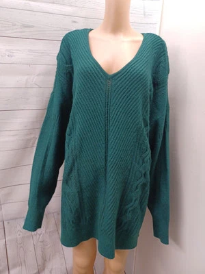 Suéter Pullover Lane Bryant Crochet Verde Talla 22/24 Nuevo con Etiquetas $69 Foto 1 de 4