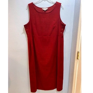 Casual Corner 1X Sleeveless Red Career Dress Textured Knit Side Buttons Classic - Picture 1 of 6