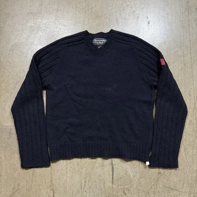 Suéter Abercrombie and Fitch Lana Shetland Cuello en V Azul Marino Mujer Talla Grande Foto 1 de 4