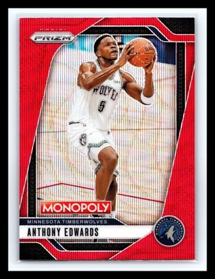💥 2024-25 Panini Prizm Monopoly Red Wave Holo Anthony Edwards #88 Timberwolves - Image 1 of 2