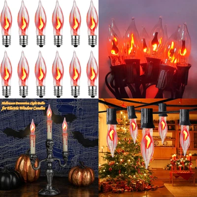 Bombillas de llama parpadeante de Navidad - Paquete de 12 C7 cristalinas parpadeantes 1 vatio Foto 1 de 4