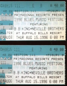 '96 BLUES MUSIC FESTIVAL - B B KING & NEVILLE BROS 2 TICKET STUBS (V782) - Picture 1 of 2