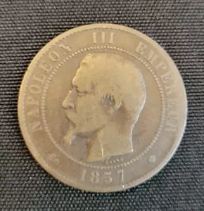 France - 10 Centimes - 1857 MA - Bronze - KM# 771.6 - Picture 1 of 2