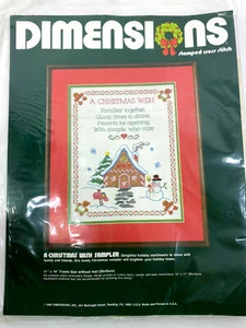 Kit de punto de cruz Dimensions Christmas Wish Sampler #8317 11" x 14" vintage 1984 - Imagen 1 de 9