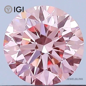 IGI Certified 0.52 Carat Fancy Vivid Pink VVS2 Round Cut CVD Lab Grown Diamond - Picture 1 of 18