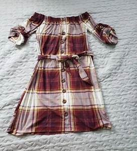 Girls Size 16 XL J for Justice Plaid Shirt Dress Outfit 3/4 Sleeve #C711 - Picture 1 of 9