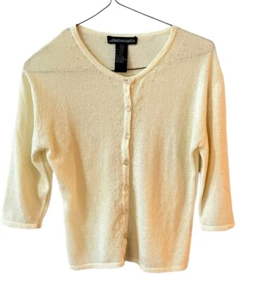 Cárdigan Suéter Jonathan Martin Manga 3/4 Marfil Perla Ligero Botón XS Foto 1 de 4