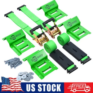 1 Pack Etrack ATV UTV Wheel Chock Trailer Tire Strap Kit Towing Tie Down Straps - Picture 1 of 11