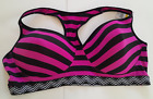 Just Be Striped Molded Sporty Teal pink Bra New Whit Tag size 44D