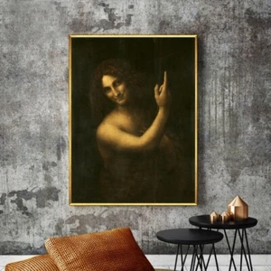 Print Canvas Leonardo da Vinci Saint John the Baptist 28"X40" Large New - Picture 1 of 3