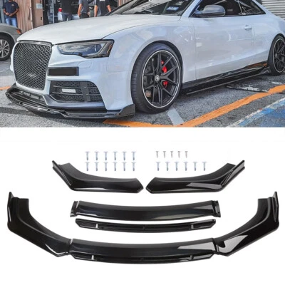 For Audi A3 A4 A5 A6 A7 Front Bumper Lip Spoiler Splitters Diffuser Gloss Black - Image 1 of 4