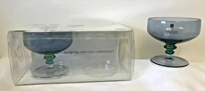 Ann Carin Wiktorsson SAGAFORM (Set of 2) GREEN BLUE DESERT DISHES BLOWN GLASS - Picture 1 of 4