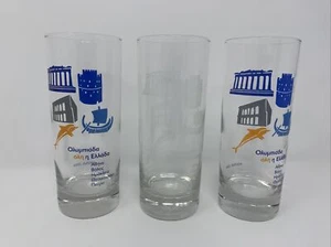 Three RARE 2004 Athens Olympics Phevos Ouzo Drinking Glasses - Immaculate Glass - Picture 1 of 9
