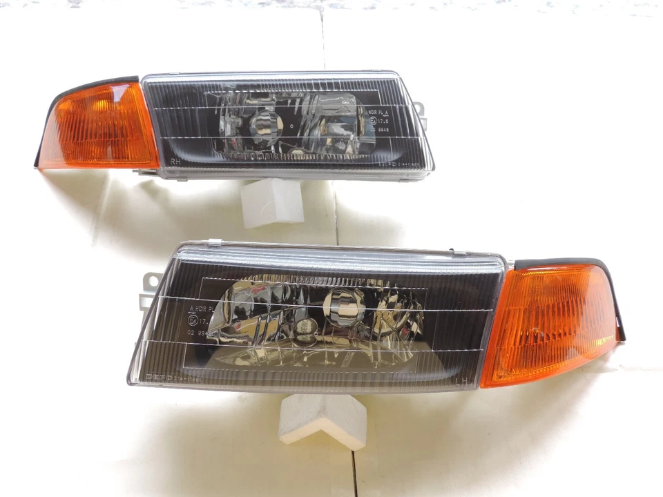 1998-2001 Mitsubishi Lancer Evo 5 6 Chrome/Black Headlight + Amber Corner light - Image 1 of 4