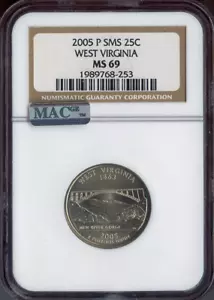 2005-P West Virginia State Quarter NGC MS69 SMS Quality - Picture 1 of 2