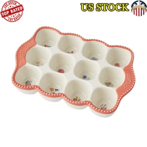 Stoneware Egg Holder 12 Hole Rustic Design Countertop Dishwasher Safe Durable US - Picture 1 of 5