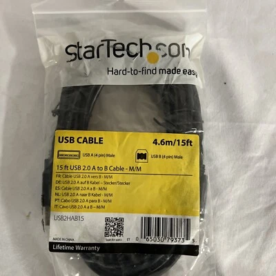 StarTech USB2HAB15 StarTech.com 15 ft USB 2.0 A to B Cable - M/M - USB - 15 ft - Image 1 of 4