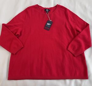 Lands End Sweater Women’s Size 2X Red 100% Cashmere Crew- Neck NWT