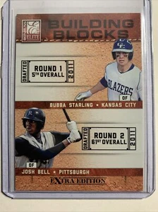 2011 Elite Extra Edition Building Blocks Bubba Starling Josh Bell Pirates Royals - Picture 1 of 2