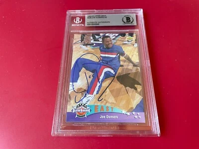 Joe Dumars Pistons 1992-93 Upper Deck Card Signed Auto BAS Slabbed - Image 1 of 2