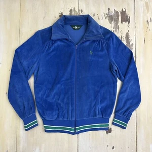 HUNT CLUB - Vtg 70s-80s Blue Velour Zip-up Track Jacket, Mens SMALL/MEDIUM - Picture 1 of 15