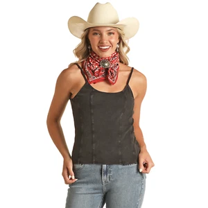 Rock & Roll Cowgirl® Ladies Exposed Seam Black Tank Top RRWT20R0Y6-01 - Picture 1 of 7