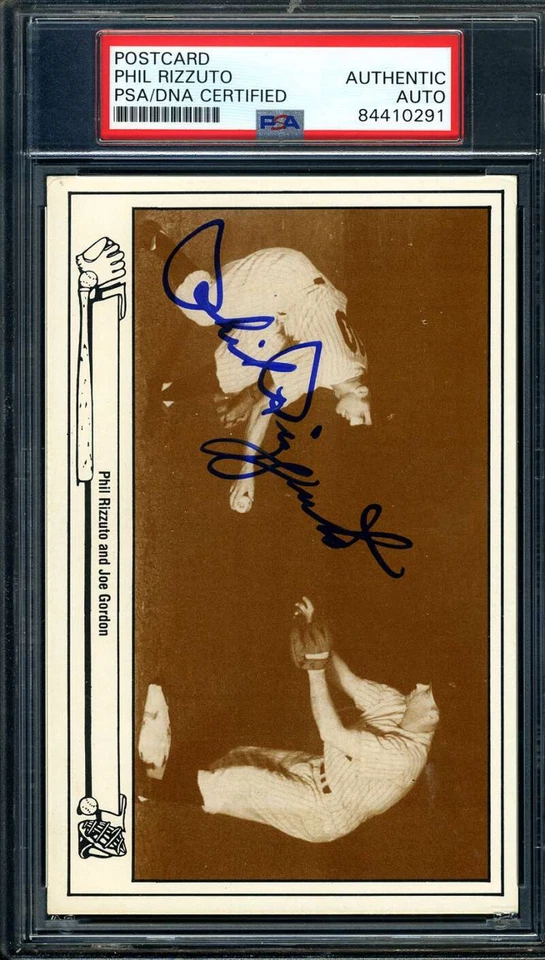 Phil Rizzuto PSA ADN certificado de autenticidad firmado 1983 TCMA postal autógrafo Foto 1 de 1