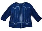 Cardigan Blue Knit Open Front Sweater Jacket Retro Mod 60/70s Small vintage