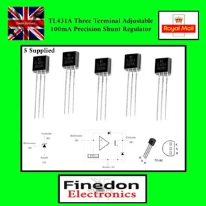 5x TL431A precision programmable voltage reference 1% TO-92 UK Seller - Picture 1 of 3