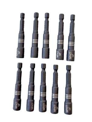 ENKAY PRODUCTS 10 pieces 1/4" x 2-9/16"  Impact Nut Driver Black - Image 1 of 4