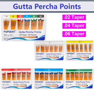 Gutta Percha Points for Dental Root Canal Endodontic Treatment .02/.04/.06 Taper - Image 1 of 4
