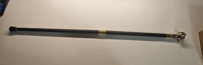 Dog-Themed Cane - Black / Gold / Silver - Image 1 of 4