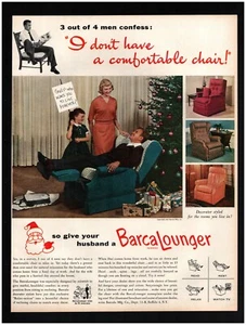 1957 BarcaLounger Chair Original Print Ad MCM Mid Century Modern Recliner - Bild 1 von 1