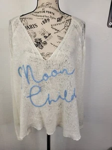 Wildfox Summer Knit Reine Sweater Small "Moon Child" Tunic Oversized White - Picture 1 of 10