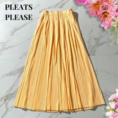 Falda plisada Please Issey Miyake falda larga acampanada naranja de Japón Foto 1 de 4
