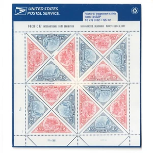 US Sc 3130a (3130-3131) MINT Sheet Pane of PACIFIC 97 TRIANGLE Stamps, Sealed - Picture 1 of 1