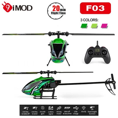 F03 RC Helicopter 4CH 2.4G Remote Control Helicopter 6-Axis Gyro Flybarless RTF - Image 1 of 4