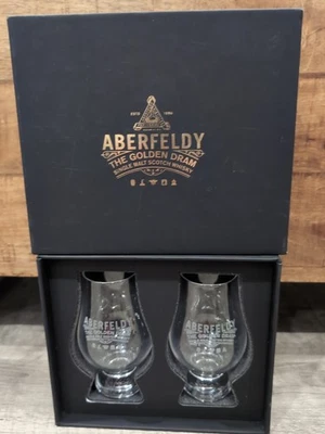 Juego de 2 vasos de whisky Aberfeldy Glencairn nuevos con caja de 3,5" de alto Foto 1 de 4